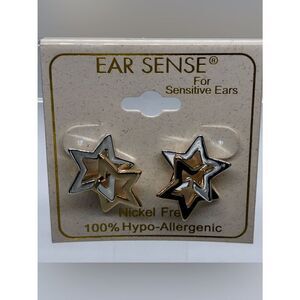 3For$20 Ear Sense Two-Tone Star Stud Earrings - Gold & Silver Hypo-Allegenic